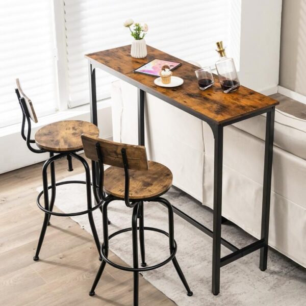 Costway120 x 40 cm Industrial High Bar Table for Kitchen & Cafe & Pub