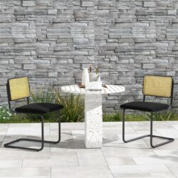 Costway2 Pieces Mid-Century Modern Dining Chair with Cane Back & Cantilever Design