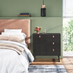Costway3-Drawer Chest Dresser with Anti-Toppling Device for Living Room-Coffee