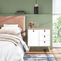 Costway3-Drawer Chest Dresser with Anti-Toppling Device for Living Room-Natural