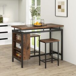 Costway3-Piece Dining Table Set with Metal Frame for Small Places, Kitchen Dining Room Home