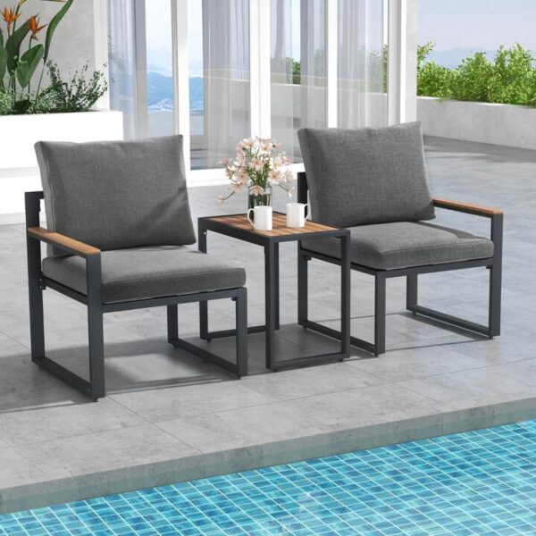 Costway3 Pieces Patio Furniture Set with Soft Cushions for Backyard Poolside Porch Balcony