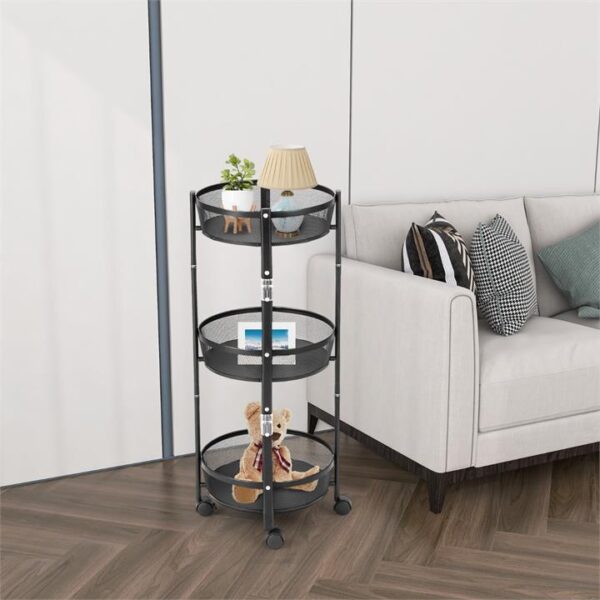 Costway3-Tier Folding Kitchen Trolley Cart with Baskets
