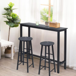 Costway3 pieces High Bar Table Stools Set with Stylish Design for Dining Room Black