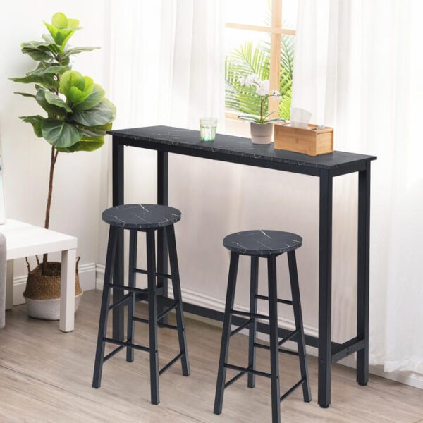 Costway3 pieces High Bar Table Stools Set with Stylish Design for Dining Room Black