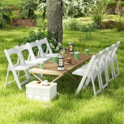Costway4 Pack Resin Folding Chairs with Padded Seat-White