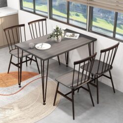 Costway5-Piece Dining Table Set for 4 with Kitchen Table and 4 Chairs-Grey
