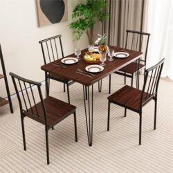 Costway5-Piece Dining Table Set for Small Space-Espresso