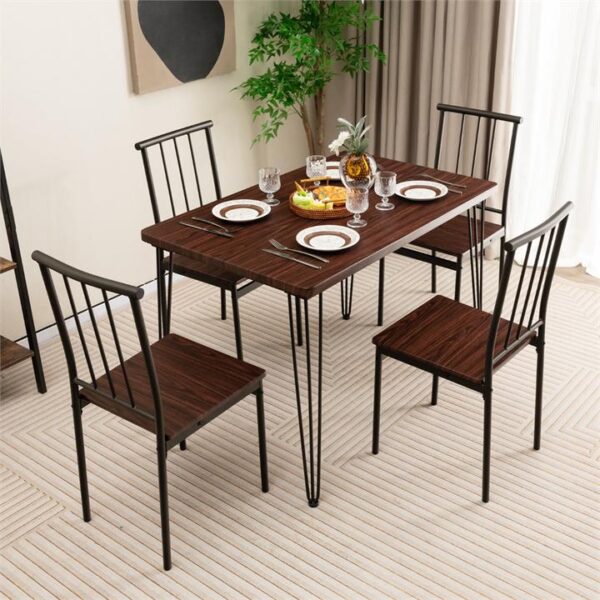 Costway5-Piece Dining Table Set for Small Space-Espresso
