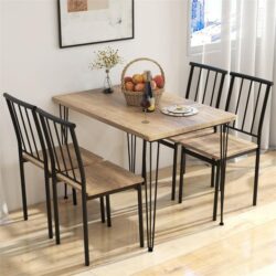 Costway5-Piece Dining Table Set for Small Space-Natural
