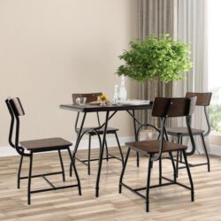 Costway5 Piece Rectangular Dining Table Set with 4 Chairs with Metal Frame-Brown