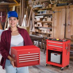 Costway6-Drawer Rolling Lockable Tool Chest for Garage & Factory & Workshop -Red