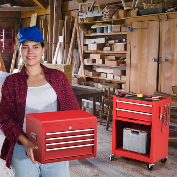 Costway6-Drawer Rolling Lockable Tool Chest for Garage & Factory & Workshop -Red