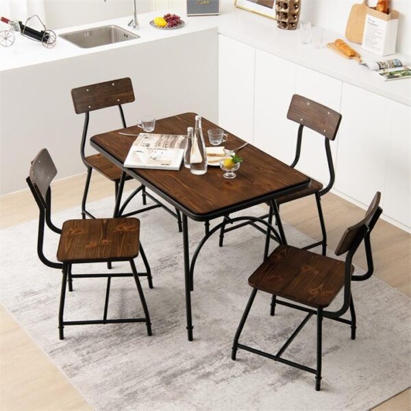 CostwayIndustrial Dining Table Kitchen with Wood & Steel Frame for Dining Room