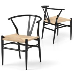 CostwayMid-Century Modern Wishbone Dining Chair Set of 2-Beige