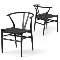 CostwayMid-Century Modern Wishbone Dining Chair Set of 2-Black