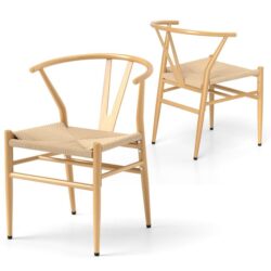 CostwayMid-Century Modern Wishbone Dining Chair Set of 2-Natural