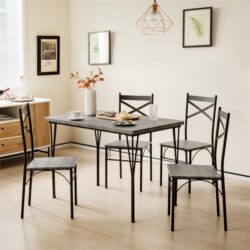 CostwayModern Rectangular 5-Piece Dining Table Set with Metal Frame