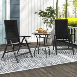 CostwayPatio Folding Chair Set with Soft Padded Seat for Porch Pool Backyard Camping-2 pieces