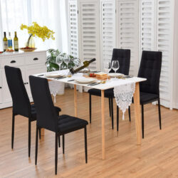 CostwaySet of 4 Kitchen Dining Side Chairs with Fabric Cushion & Metal Frame