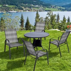 CostwaySet of 6 Outdoor PE Wicker Stackable Chairs for Garden & Yard & Deck & Lawn