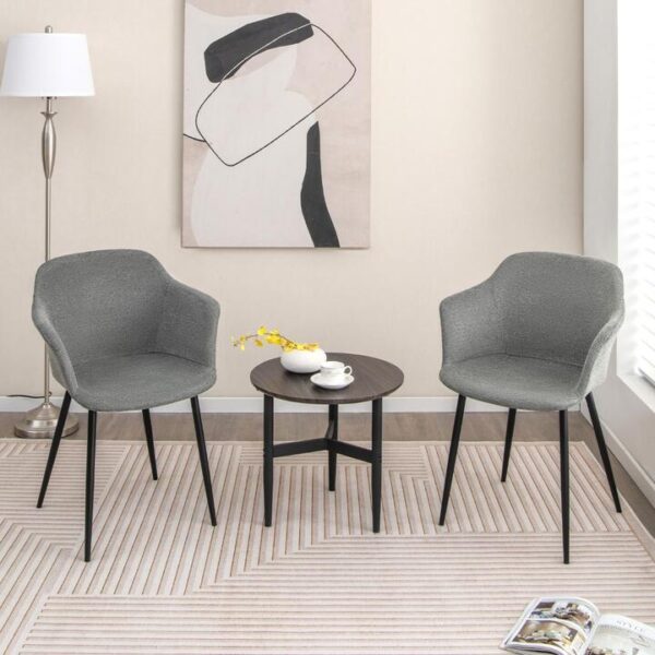 CostwayUpholstered Dining Chairs with Ergonomic Backrests for Living Room Dining Room Bedroom-Grey