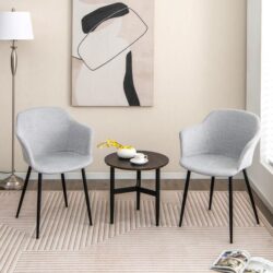 CostwayUpholstered Dining Chairs with Ergonomic Backrests for Living Room Dining Room Bedroom-White