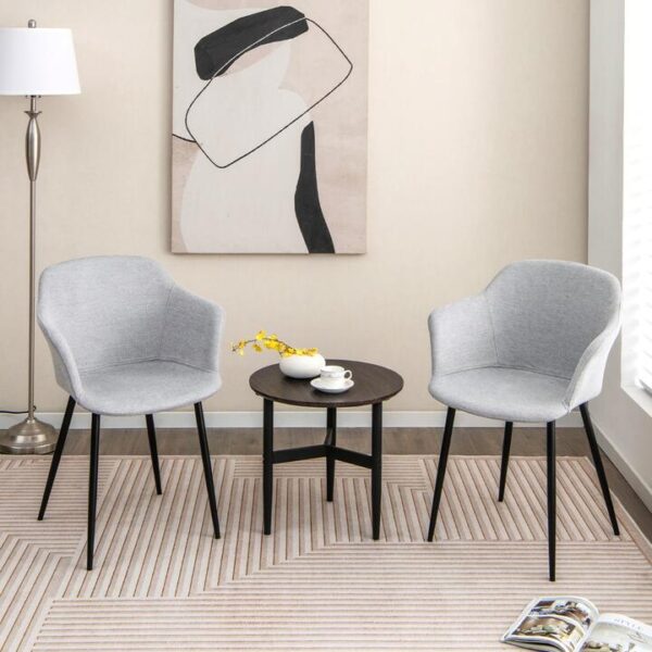CostwayUpholstered Dining Chairs with Ergonomic Backrests for Living Room Dining Room Bedroom-White