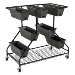 CostwayVertical Raised Garden Bed with 7 Planter Boxes Storage Baskets-Black