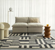 Emmen Geometric Lines Washable Rug Black Large