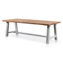 Ex Display - Ellis 2.5m Outdoor Dining Table - Natural Top and White Base by Interior Secrets - AfterPay Available