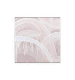 Ex Display - Linus Blush Medium Framed Hand Painted Wall Art - Natural Frame by Interior Secrets - AfterPay Available