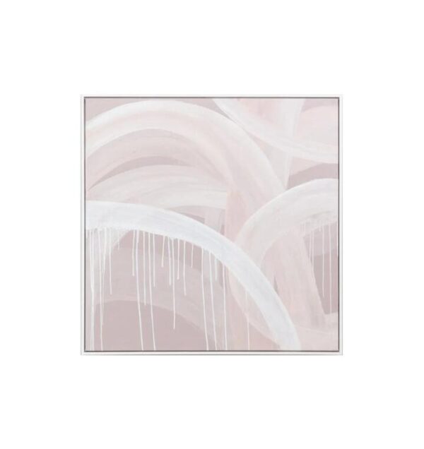 Ex Display - Linus Blush Medium Framed Hand Painted Wall Art - Natural Frame by Interior Secrets - AfterPay Available