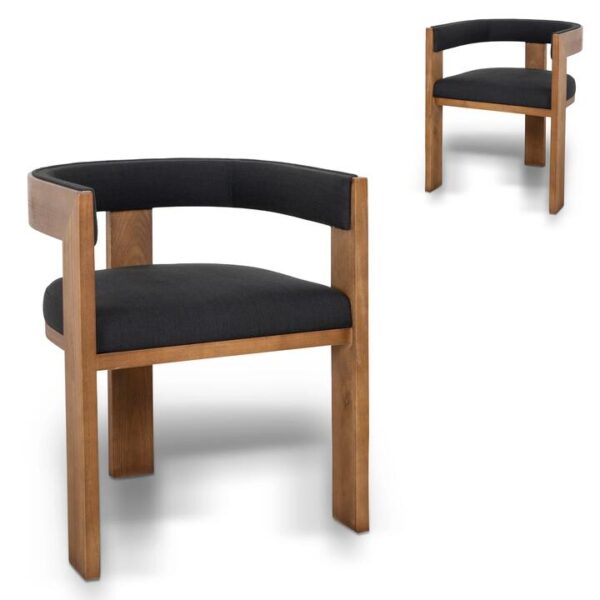 Ex Display - Miles Brown ELM Dining Chair - Black by Interior Secrets - AfterPay Available