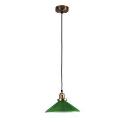 Famelis Vintage Mid Cenruty Glass Hanging Pendant Light Lamp Green/Brass