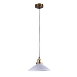 Famelis Vintage Mid Cenruty Glass Hanging Pendant Light Lamp White/Brass