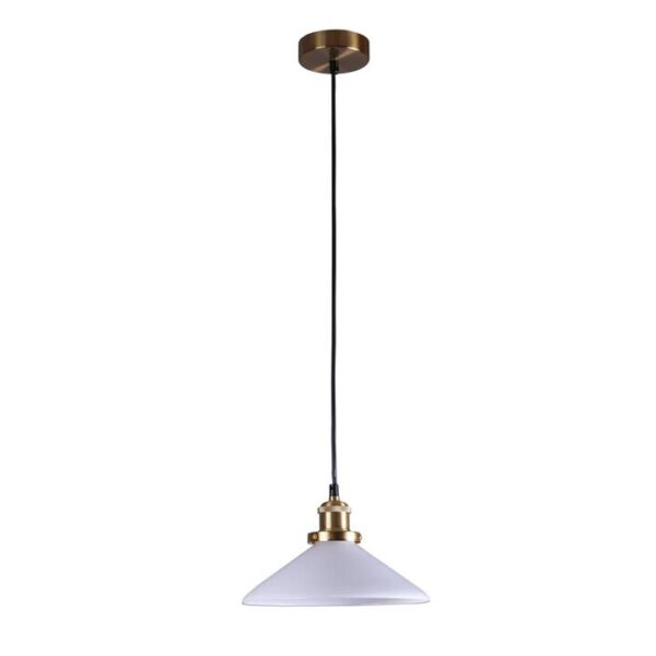 Famelis Vintage Mid Cenruty Glass Hanging Pendant Light Lamp White/Brass