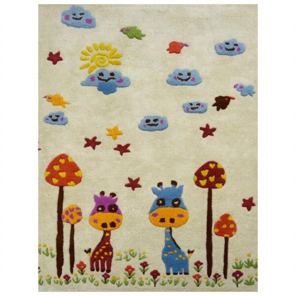 Giraffe Friend Handwoven Wool Kids Rug, 160x110cm
