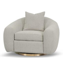 Howard Swivel Armchair - Ash Grey Boucle by Interior Secrets - AfterPay Available