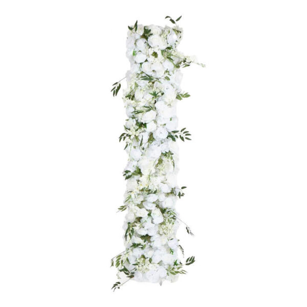 JMC Artificial Rose Table Runner, 200x45cm, White Flower