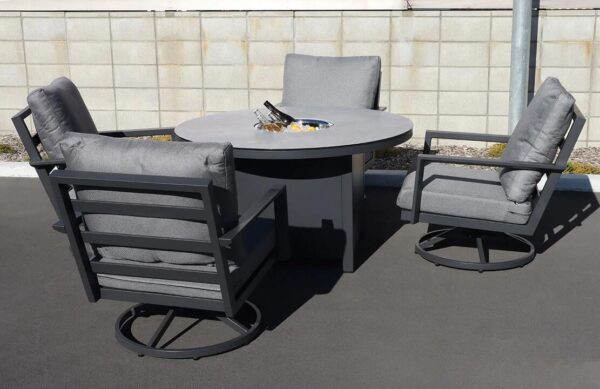 Jamison 5 Piece Outdoor Swivel Chill & Chat Dining Setting