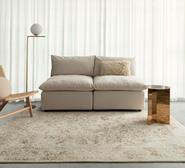 Jaya Floral Washable Rug Neutral Extra Large