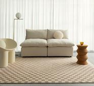 Jazine Chequered Washable Rug Neutral Medium