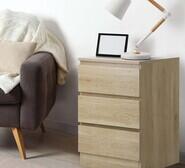 Jobelle 3 Drawer Bedside Table Neutral