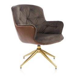 Maestro Furniture Jenny Modern Swivel Accent Velvet Fabric Lounge Relaxing ArmChair Office Chair Brown