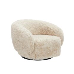 Maestro Furniture Sophus 1-Seater Faux Sheepskin Swivel Accent Relaxing Lounge Chair Sand