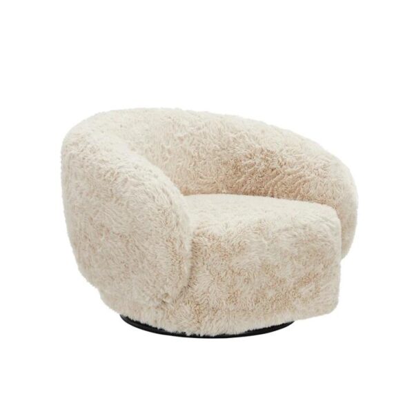 Maestro Furniture Sophus 1-Seater Faux Sheepskin Swivel Accent Relaxing Lounge Chair Sand