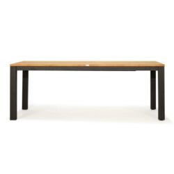 Martel Teak & Metal Outdoor Extension Dining Table, 160-230cm, Natural / Black