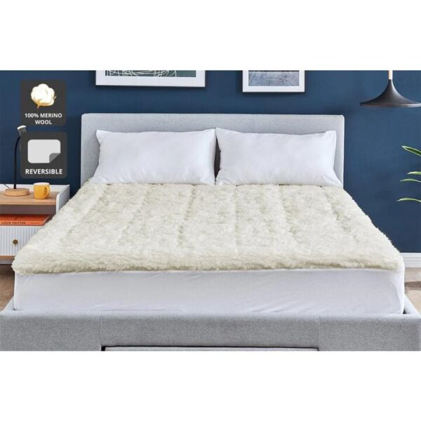 Merino Wool Reversible Underlay Underlay Mattress Topper - Double - Double