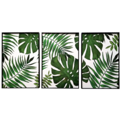 "Monsteria Greens" 3 Piece Framed Wall Art Print Set, 60cm